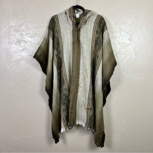 Inka Maki Poncho One Size Could‎ Fit XL Brown Greenish 50% Wool